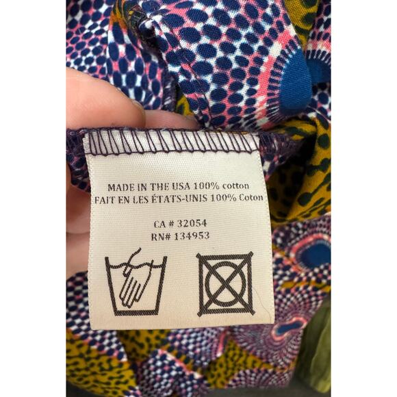 Anthropologie Pleated Skirt Ankara Print Paperbag Waist Yellow Blue L - Picture 9 of 9